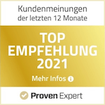 ProvenExpert Auszeichnung Top Empfehlungen 2021