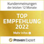 ProvenExpert Auszeichnung Top Empfehlungen 2022
